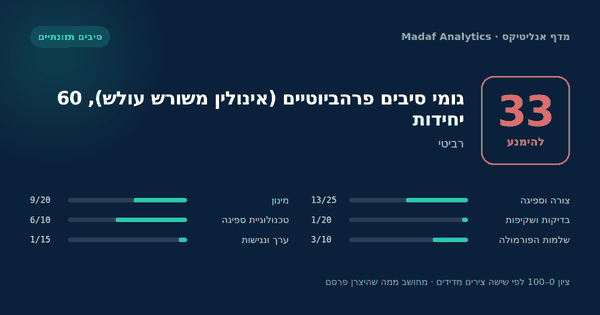 גומי סיבים פרהביוטיים (אינולין משורש עולש), 60 יחידות — 33/100